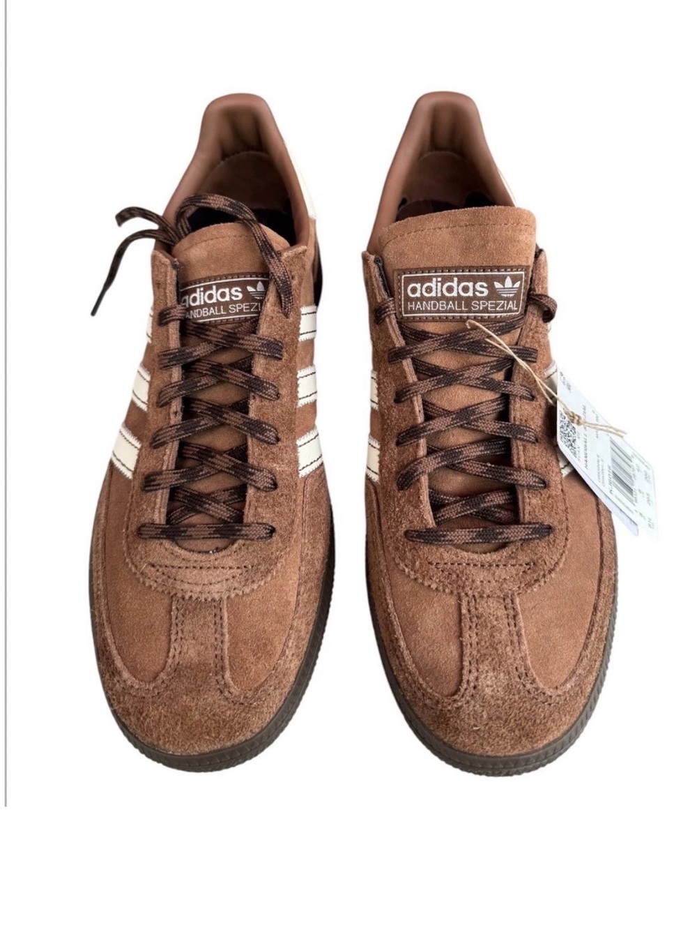 adidas Handball Spezial Brown Suede Sneakers with White Stripes